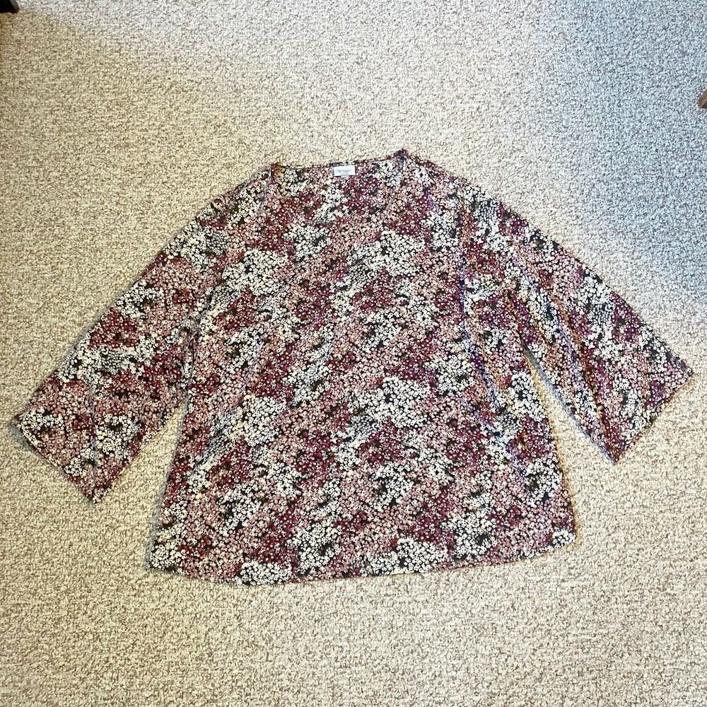 Avenue Womens Floral Blouse Top Plus Size 22-24 3/4 Sleeve Purple Cottage Ditsy